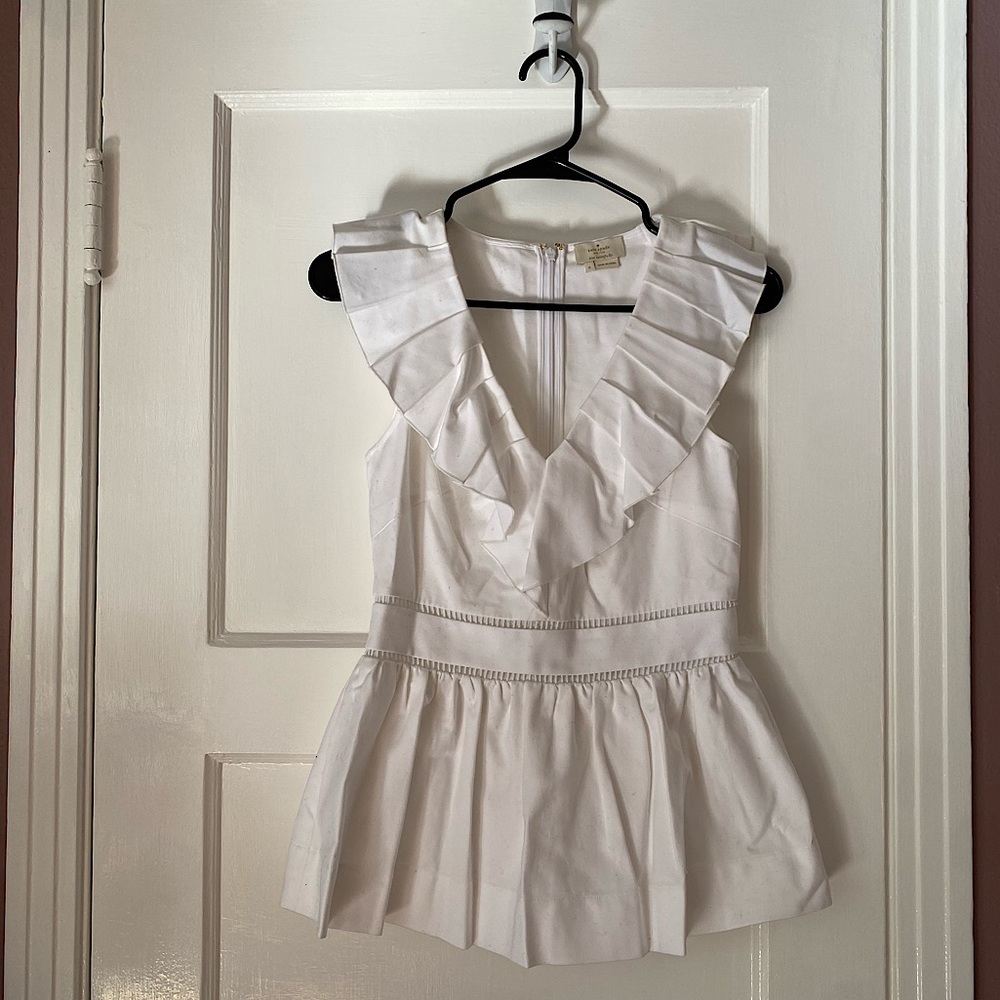 Kate Spade White Peplum Top